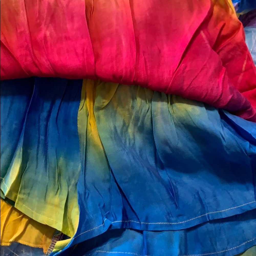 ❌DONATED❌Pink Blue Multi-Rainbow Colors Tie Dye Ruffled Short Skort Romper - Picture 5 of 9